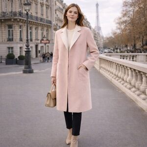 Teenie Weenie Bear Wool Blend Overcoat Collared Pink Long Women's Size S